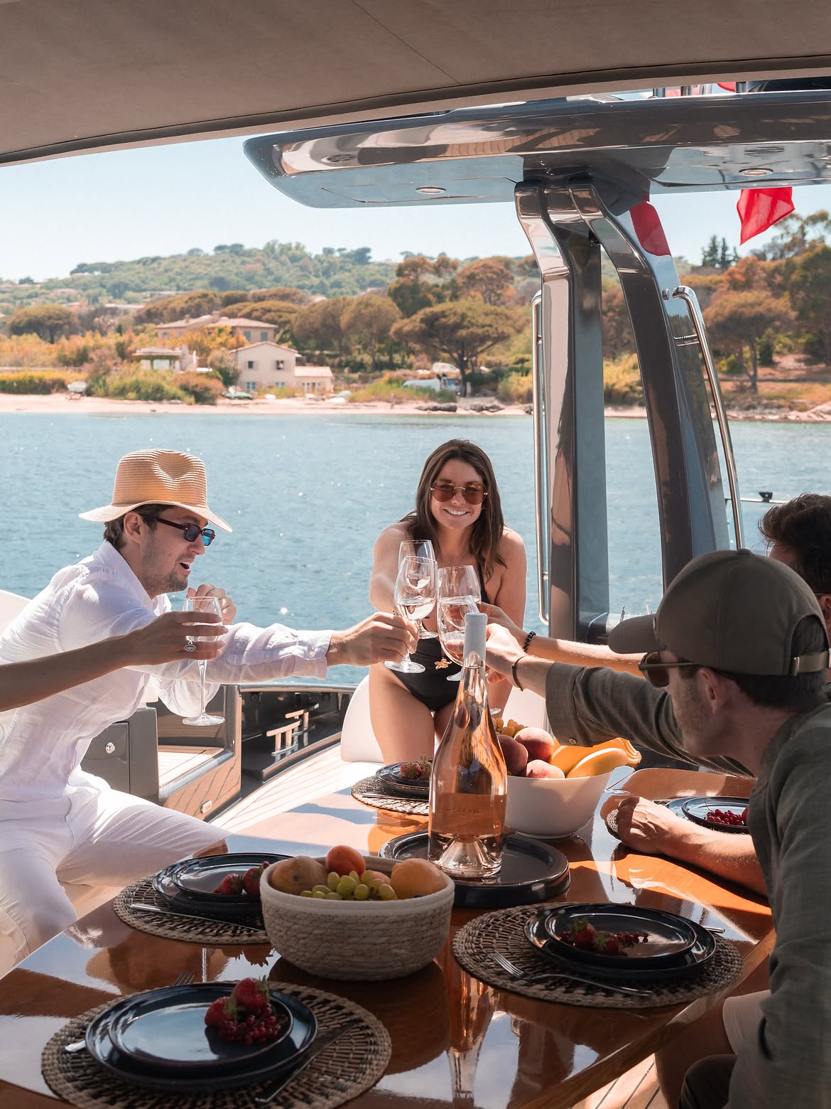 Lunch and a toast on the aft deck
